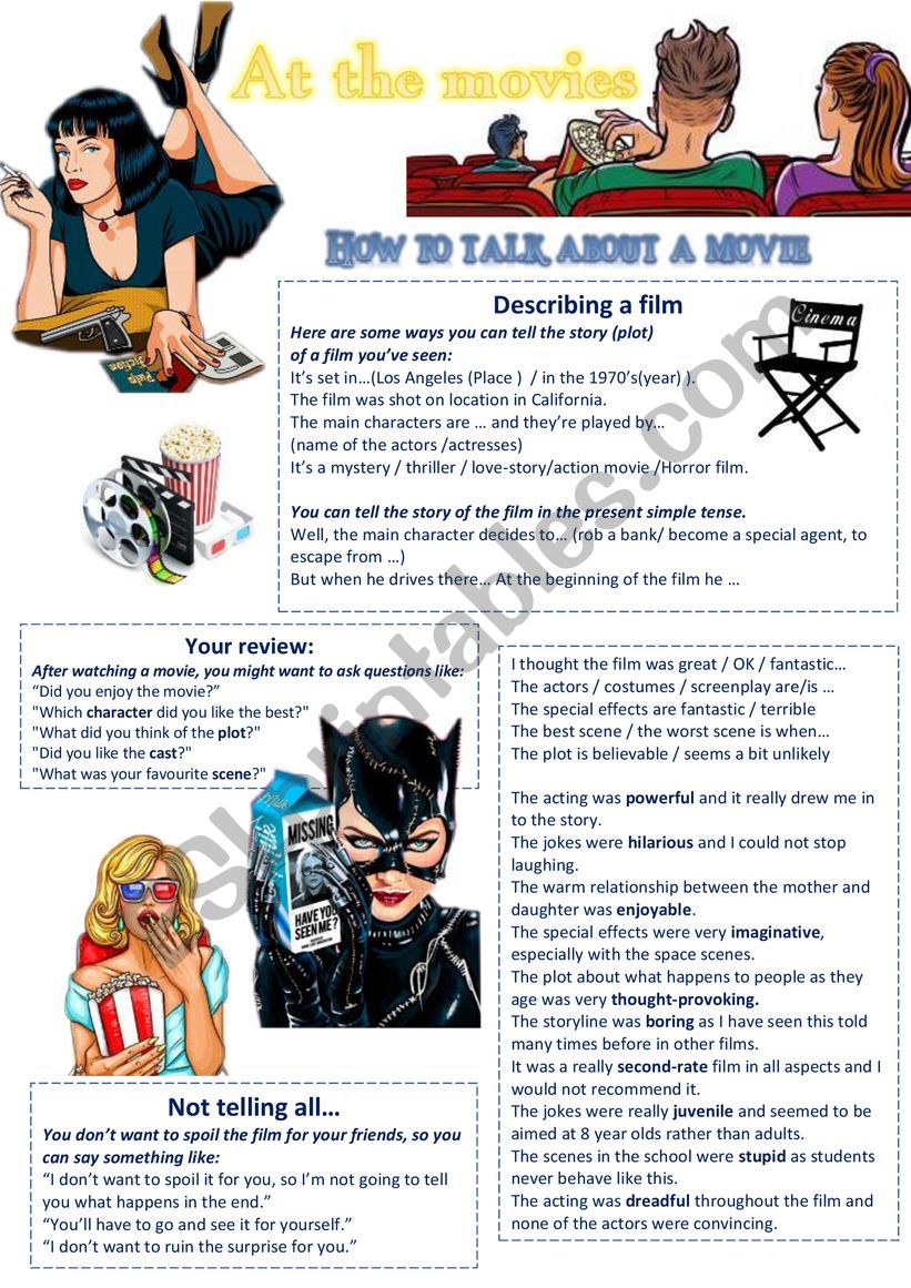 At the movies 1 How to talk about a movie and write a review