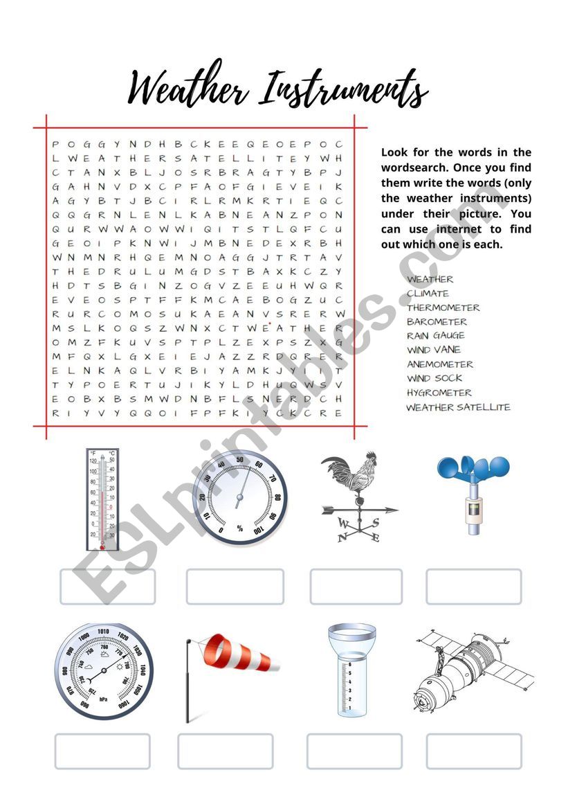 Weather instruments vocabulary