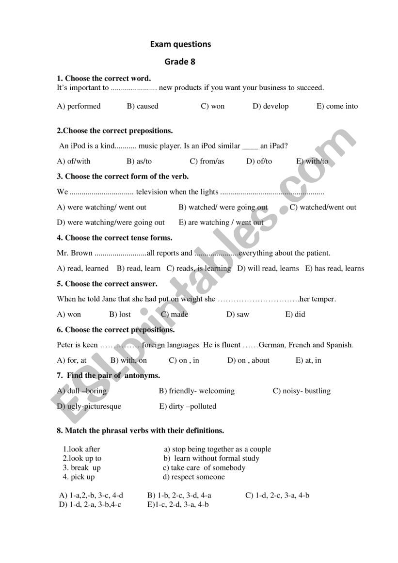 tests compiled on New Total English intermediate