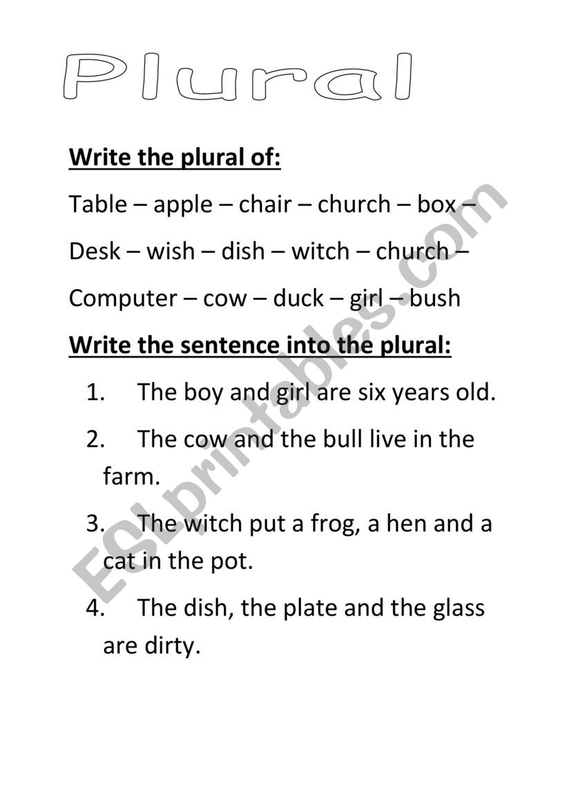 Plural Worksheets Odf