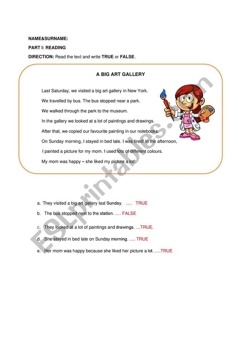 reading past tense worksheet