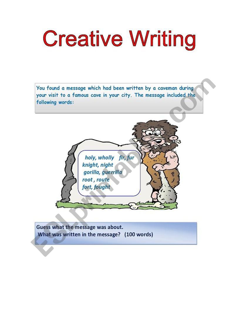 creative writing worksheet