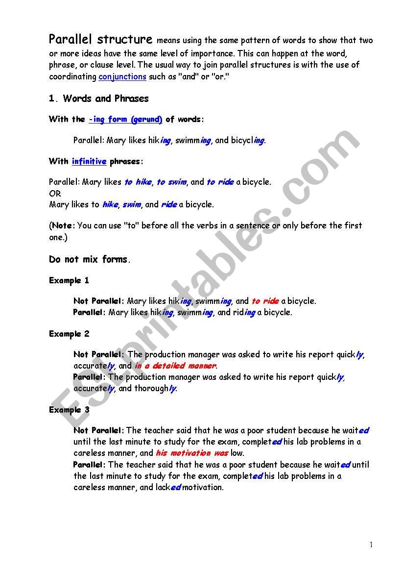 english-worksheets-parallel-structure