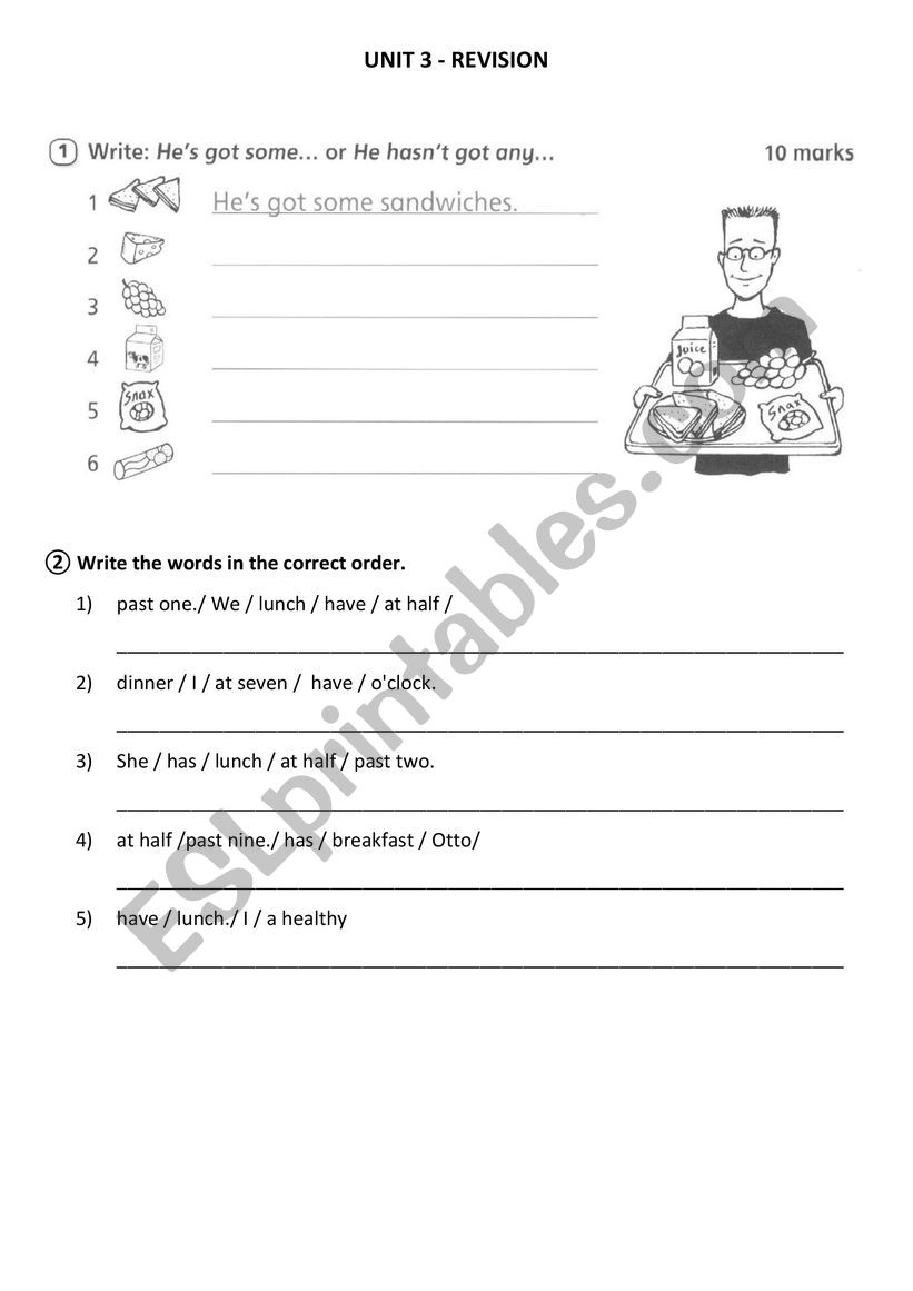 revision Happy street 2 Unit 3: some, any, telling the time, does/doesn�t like, food revision Happy street 2 Unit 3: some, any, telling the time, does/doesn�t like, food