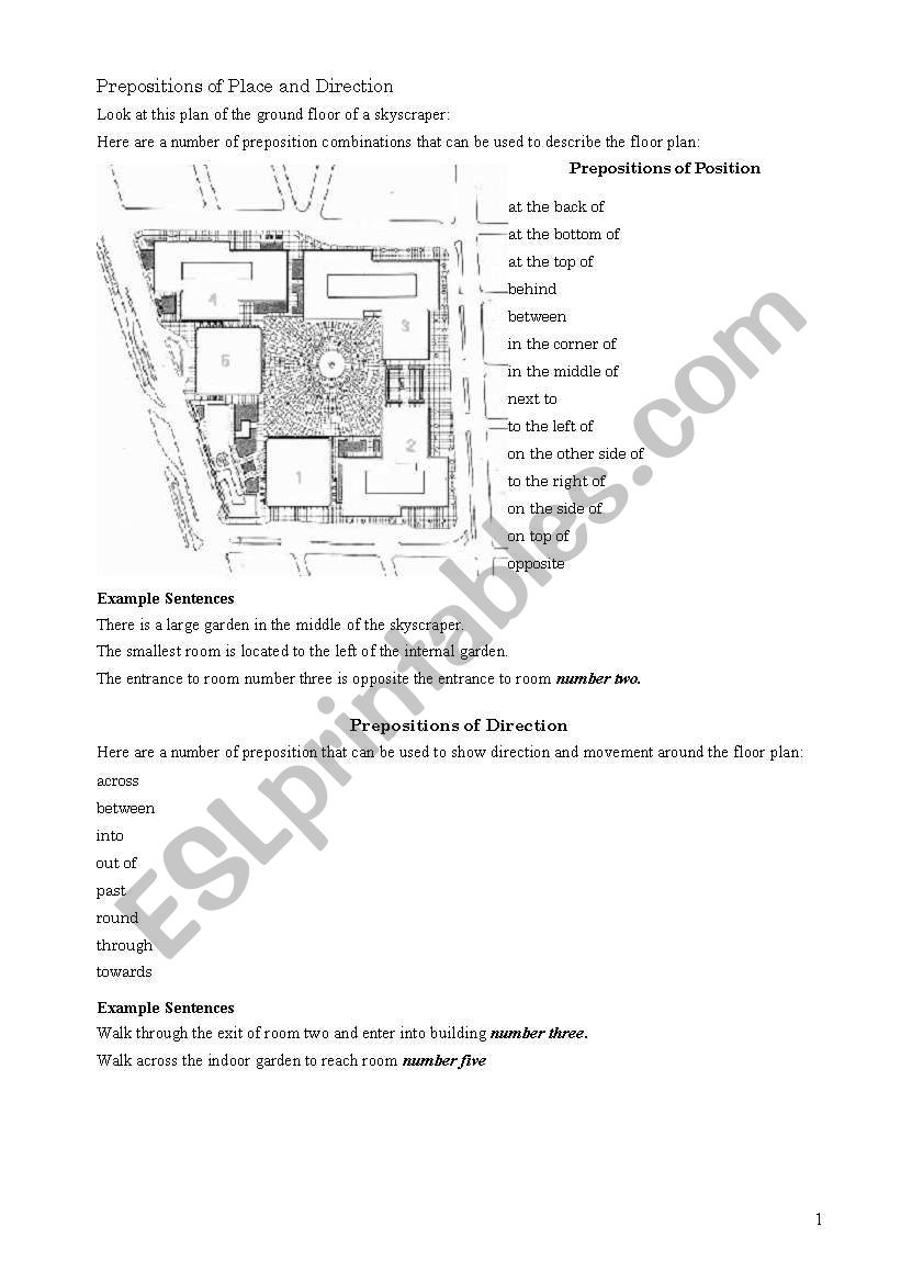 Prepositions of Place and Direction 