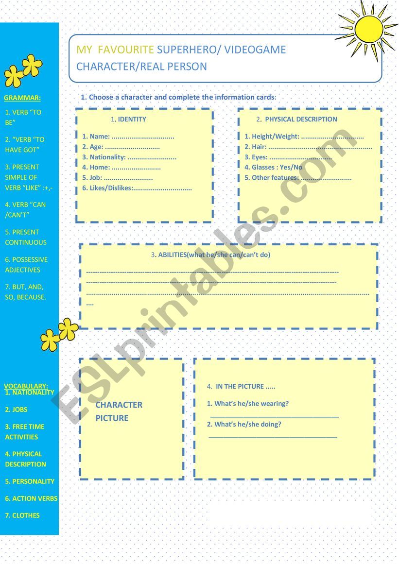 MY FAVOURITE SUPERPERSON worksheet