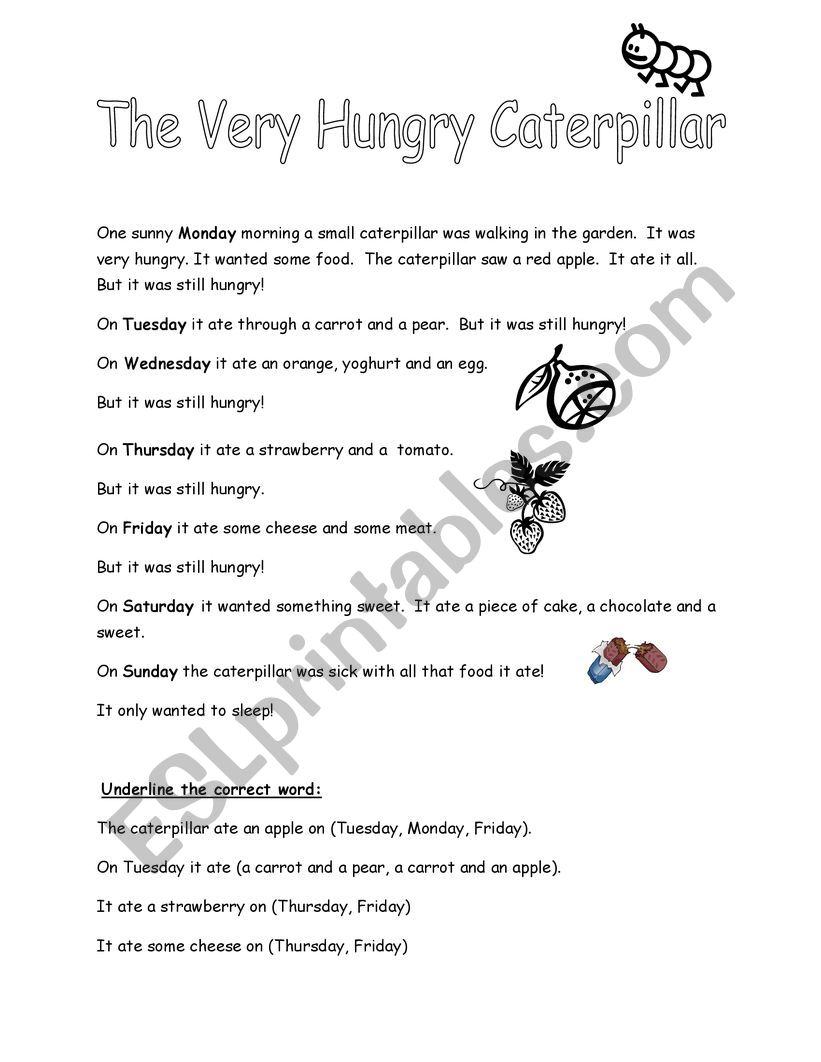 The Very Hungry Caterpillar Comprehension