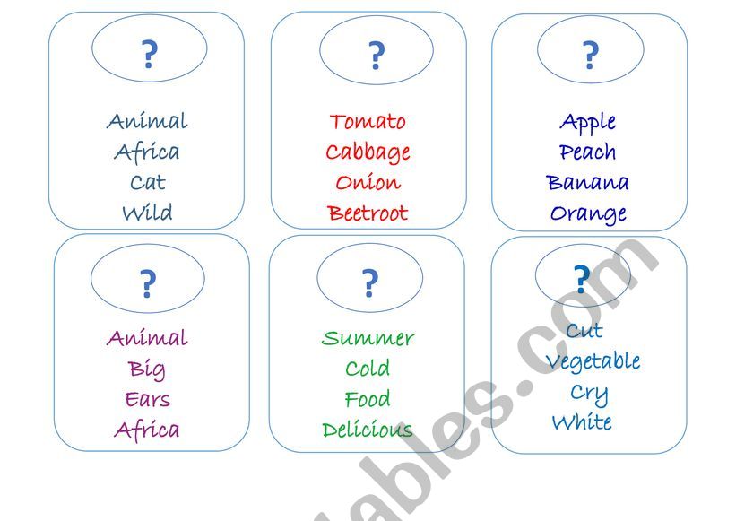 Taboo game worksheet