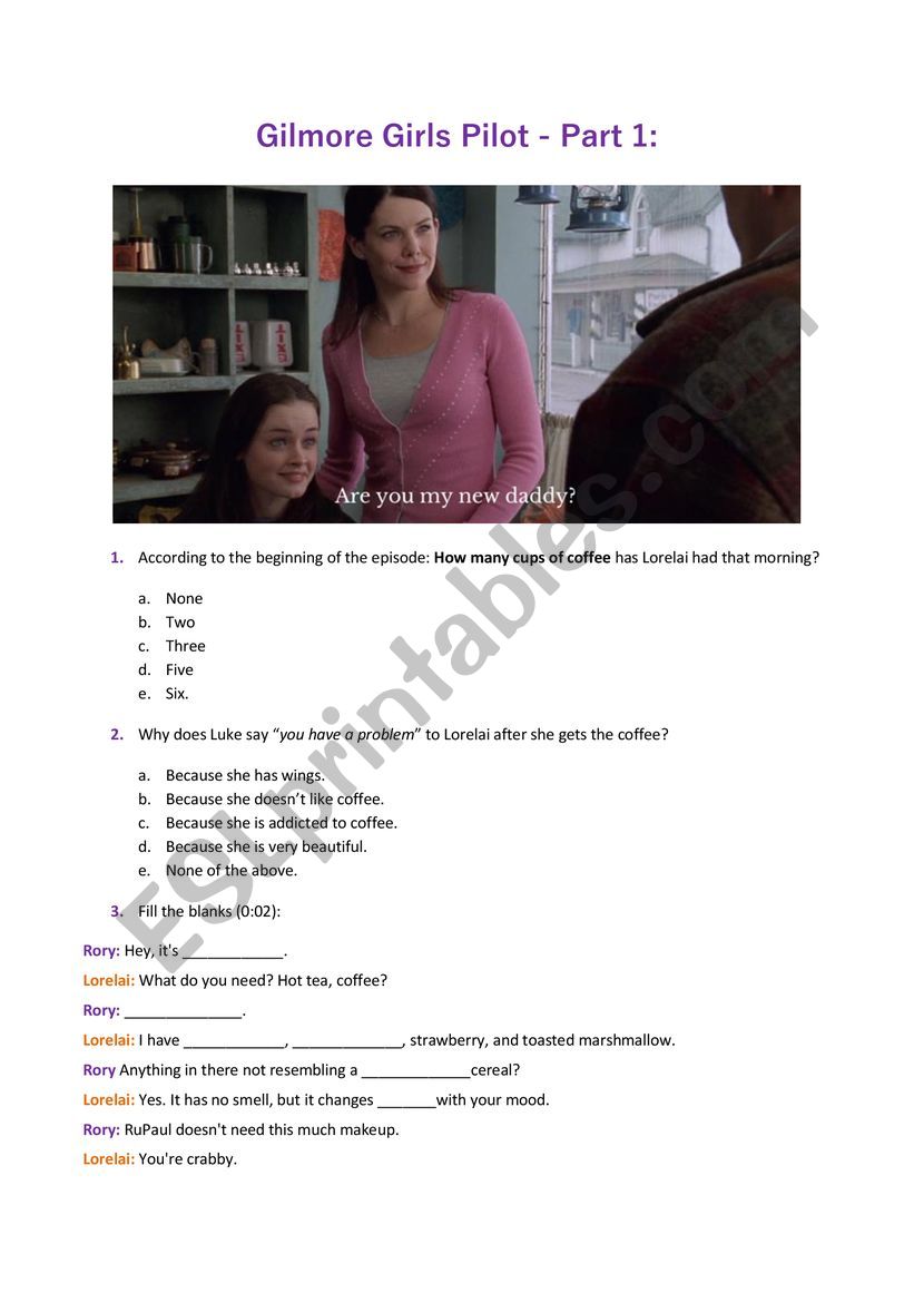 Gilmore Girls Pilot Exercise worksheet