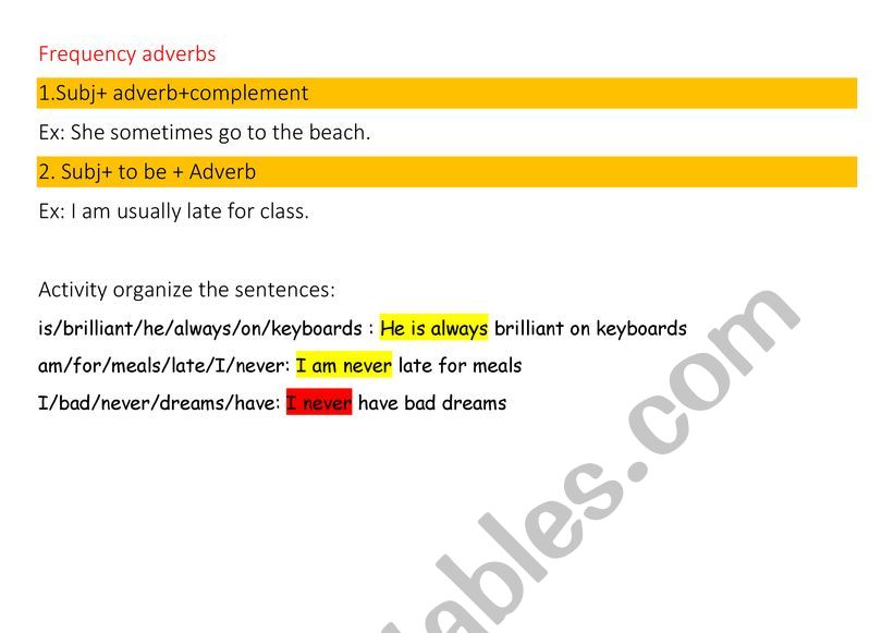 frequency adverbs worksheet