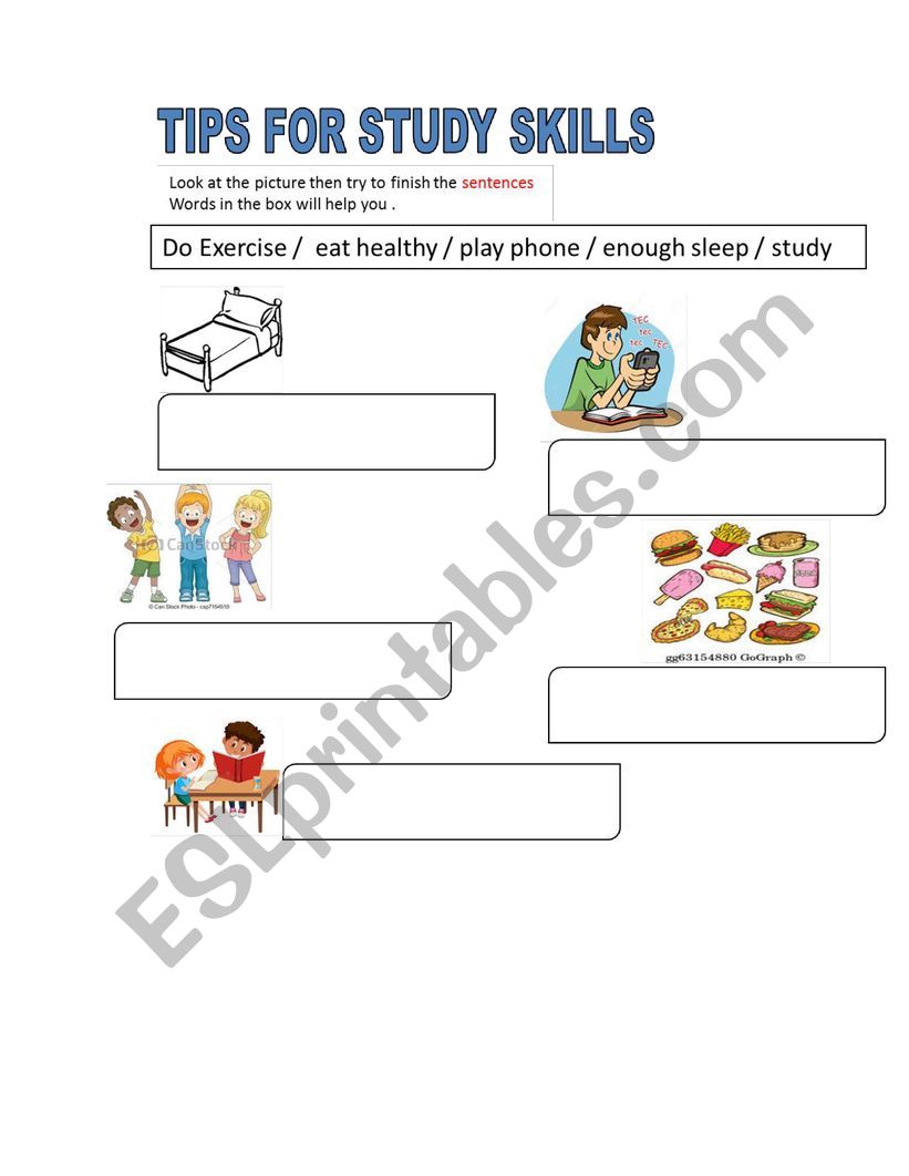 study skills worksheet