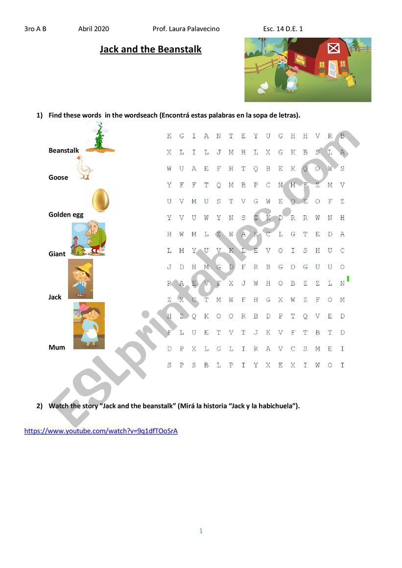 Jack and the Beanstalk worksheet