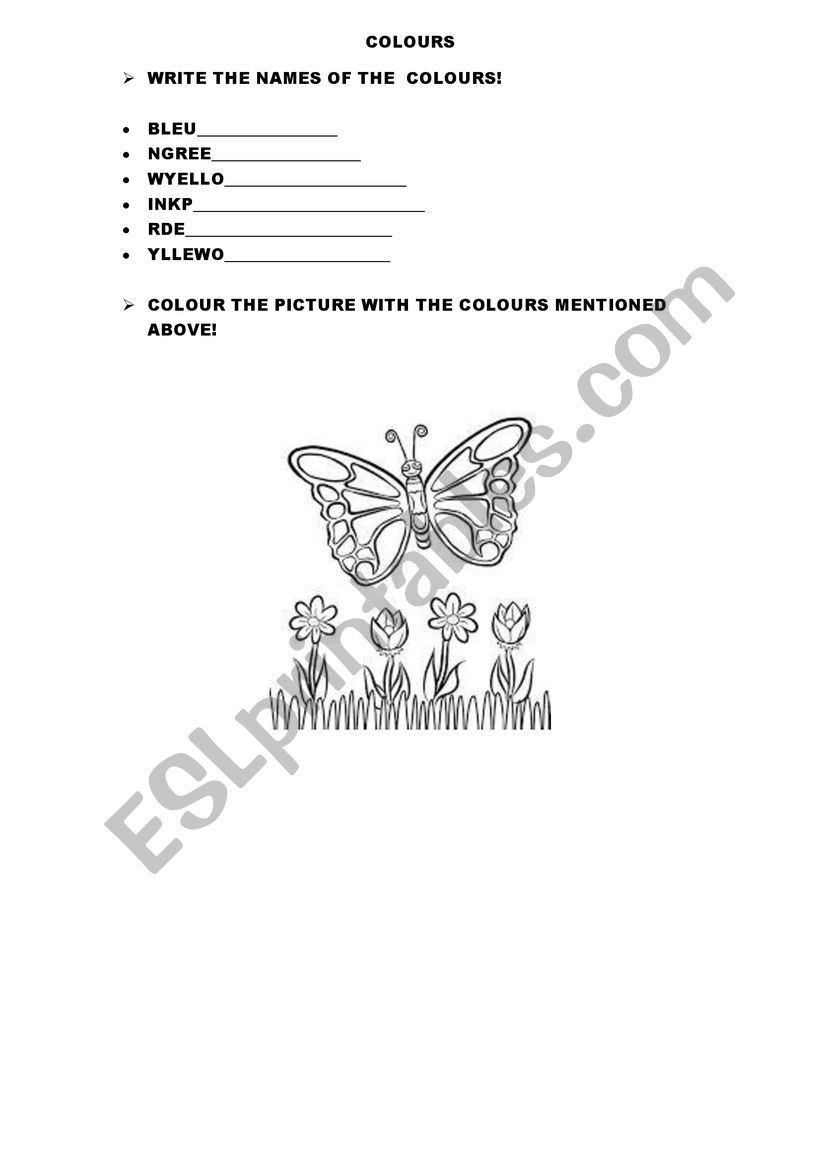 Colours worksheet