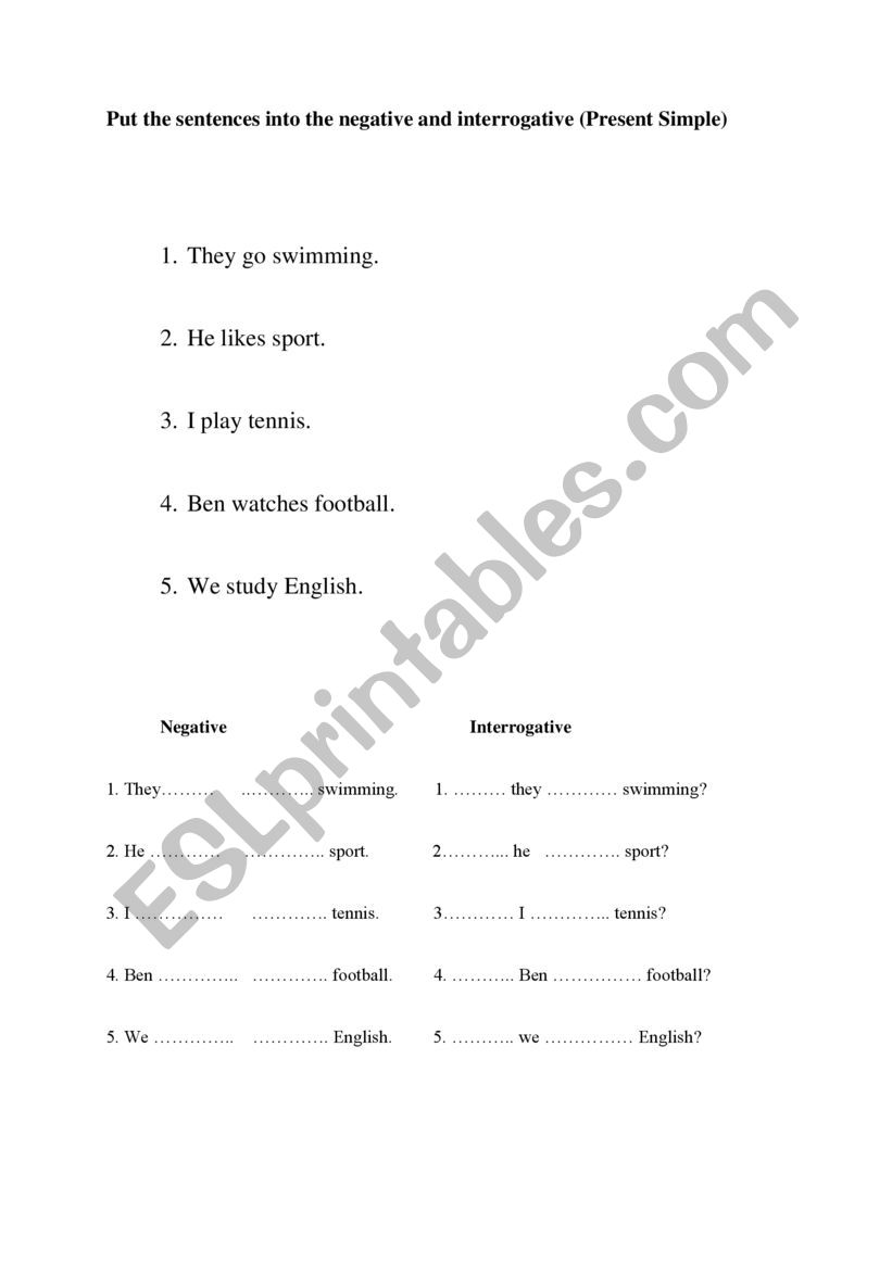PRESENT SIMPLE  worksheet