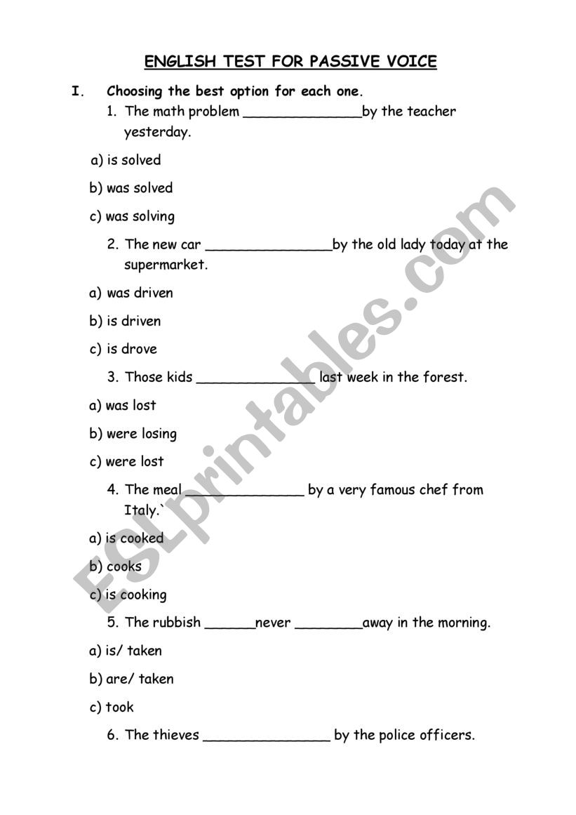 Passive Voice worksheet