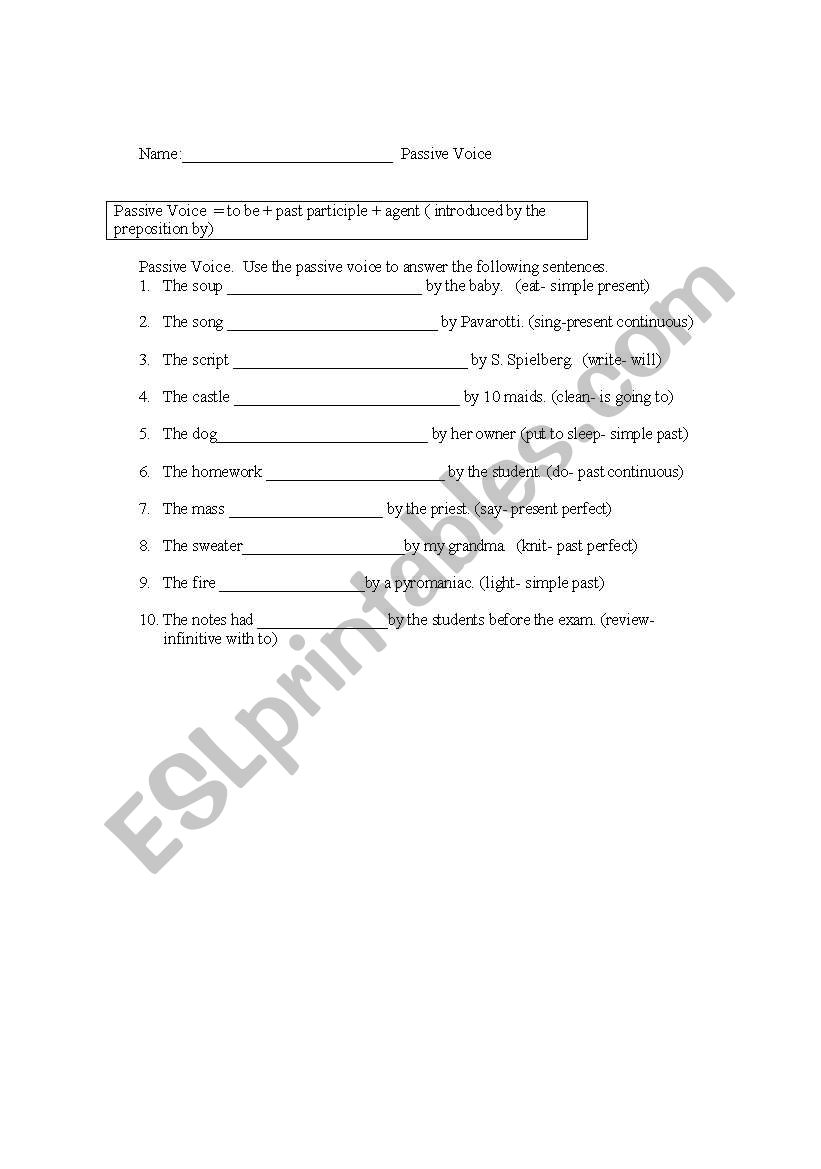 Passive Voice in different tenses