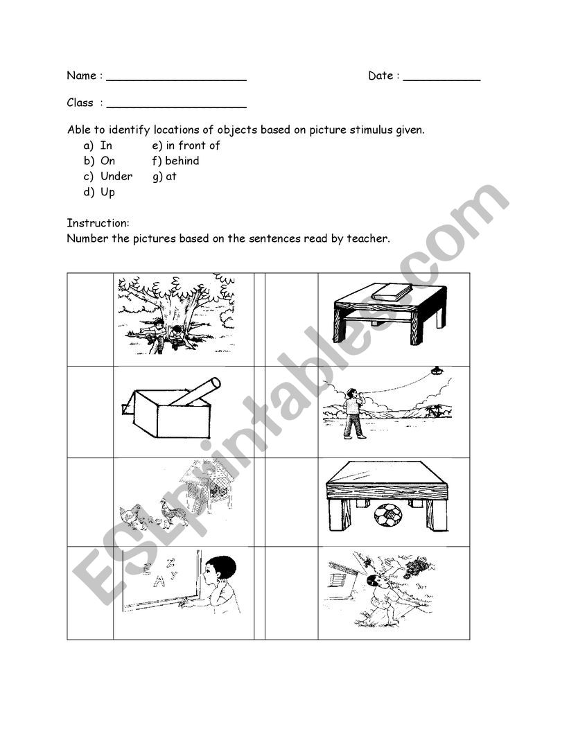 prepositions worksheet