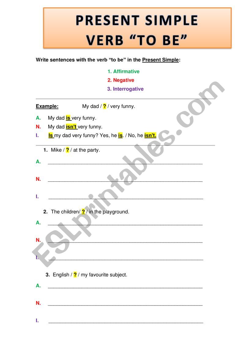 VERB TO BE (Review Activity) worksheet