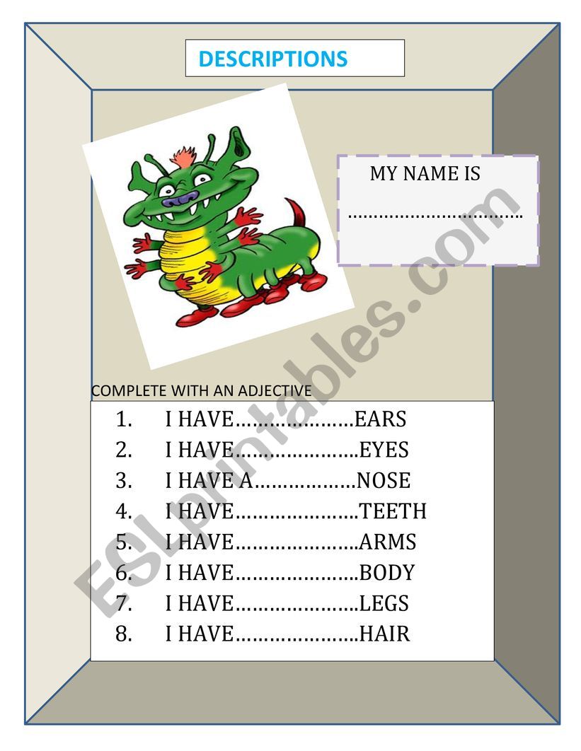 Descriptions worksheet