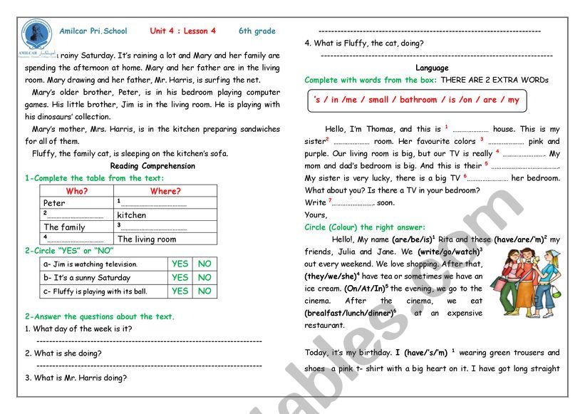 unit 7 my house worksheet