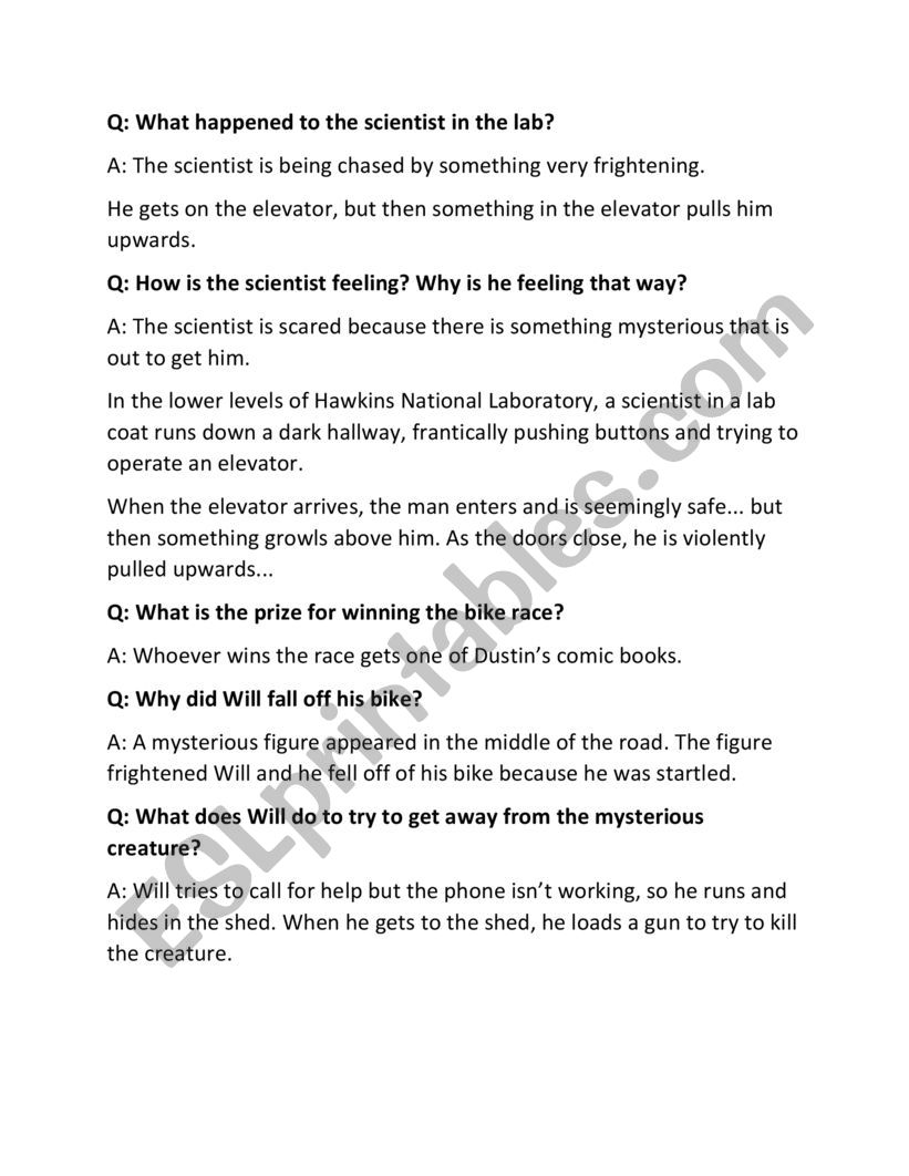 Stranger Things: Episode1 & 2 worksheet