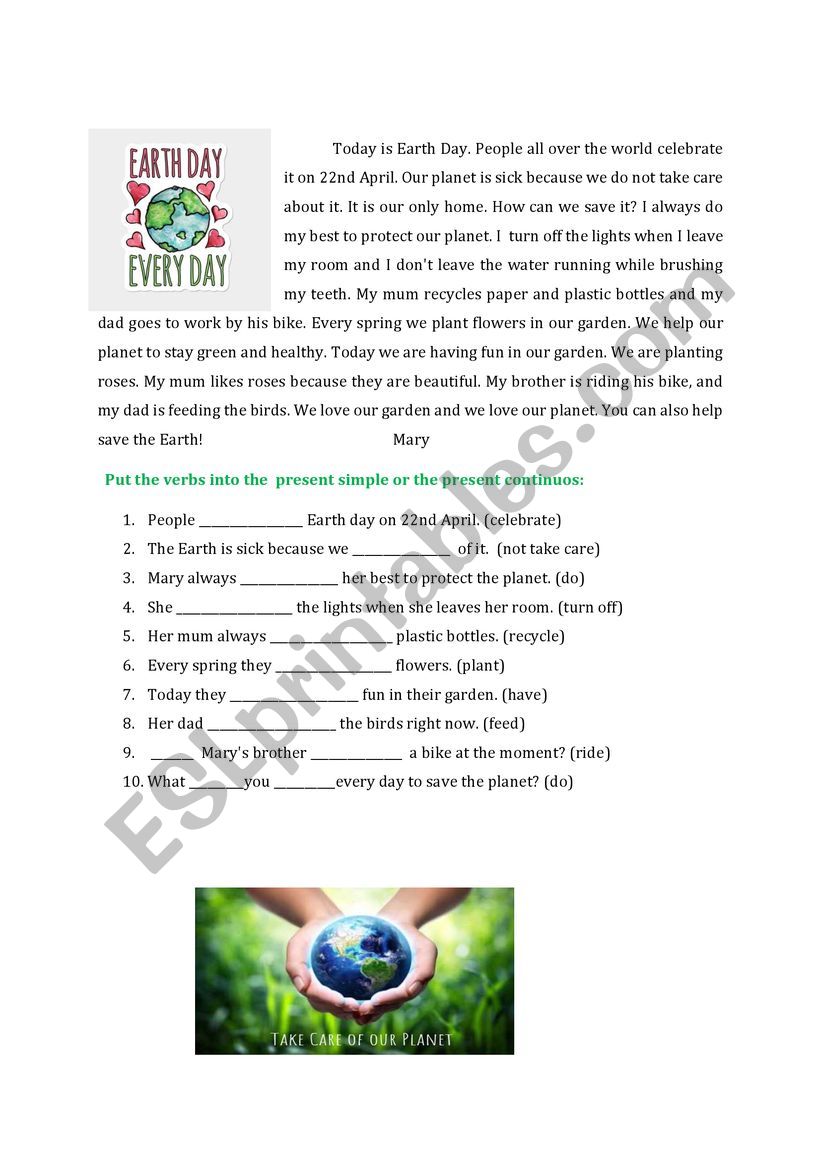 Earth Day worksheet