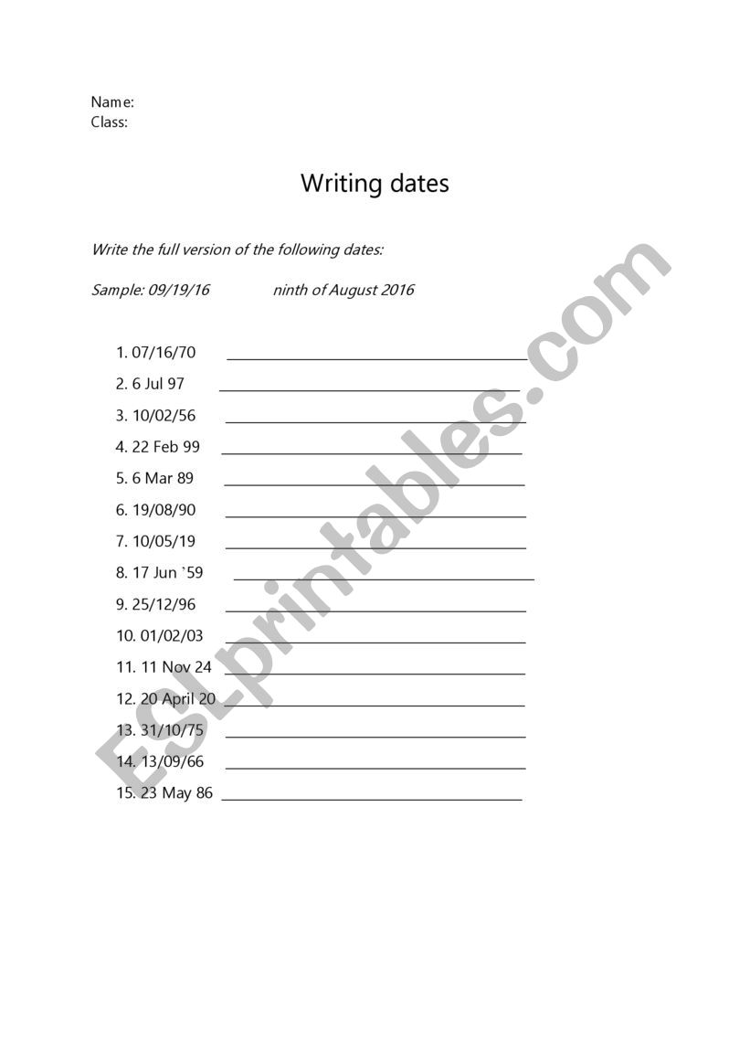 Writing Dates Using Cardinal Numbers