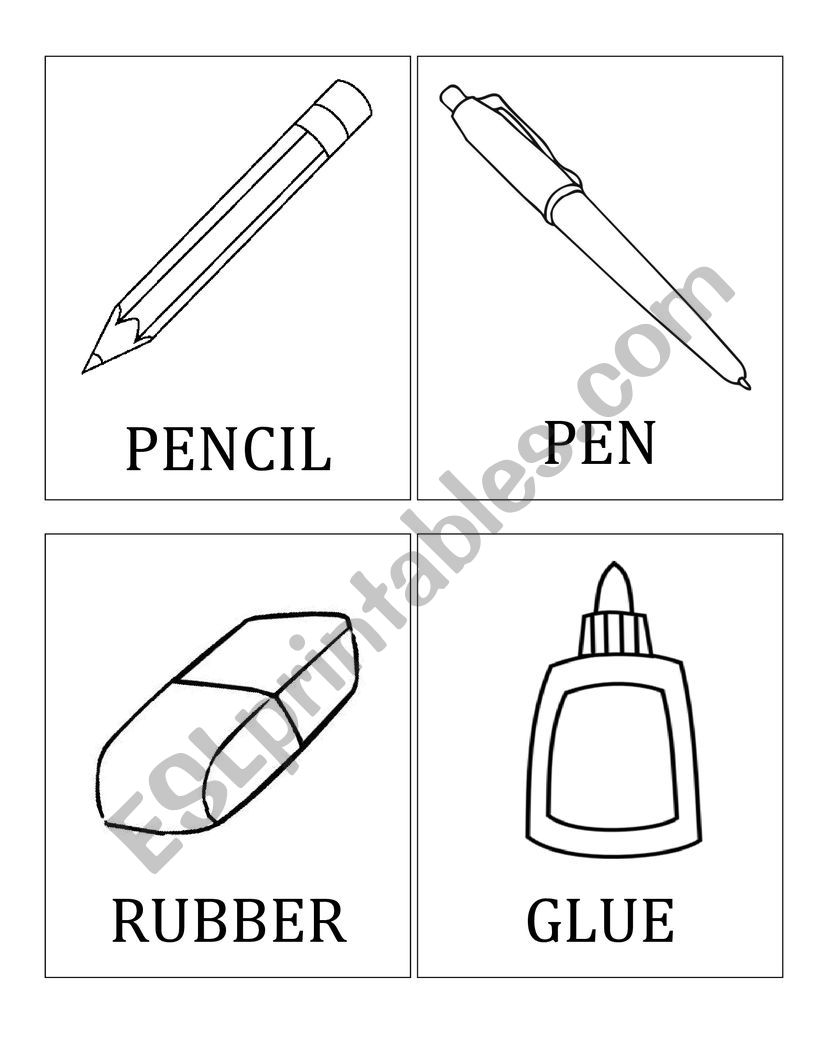 School Objects Flashcards  worksheet