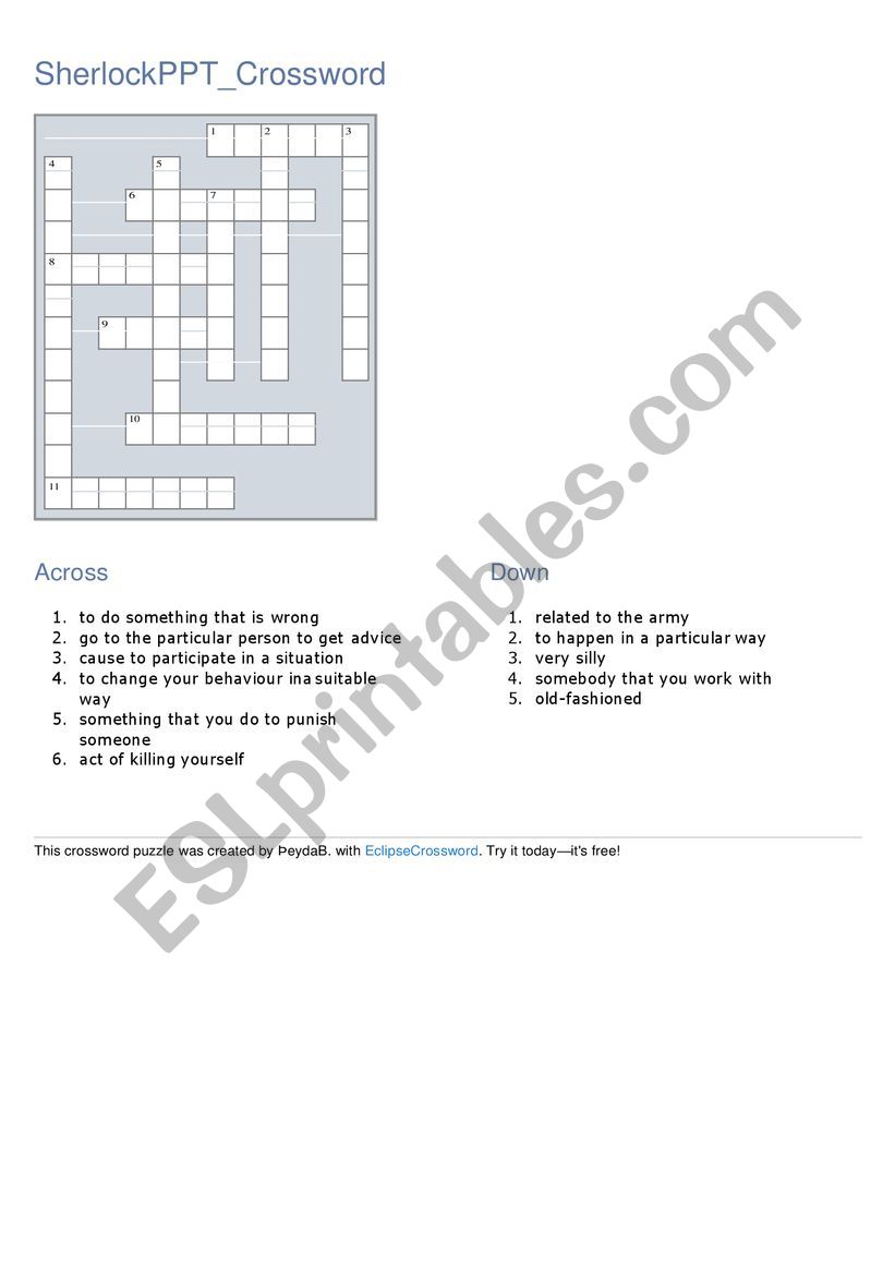 Crossword_SherlockWorksheet worksheet