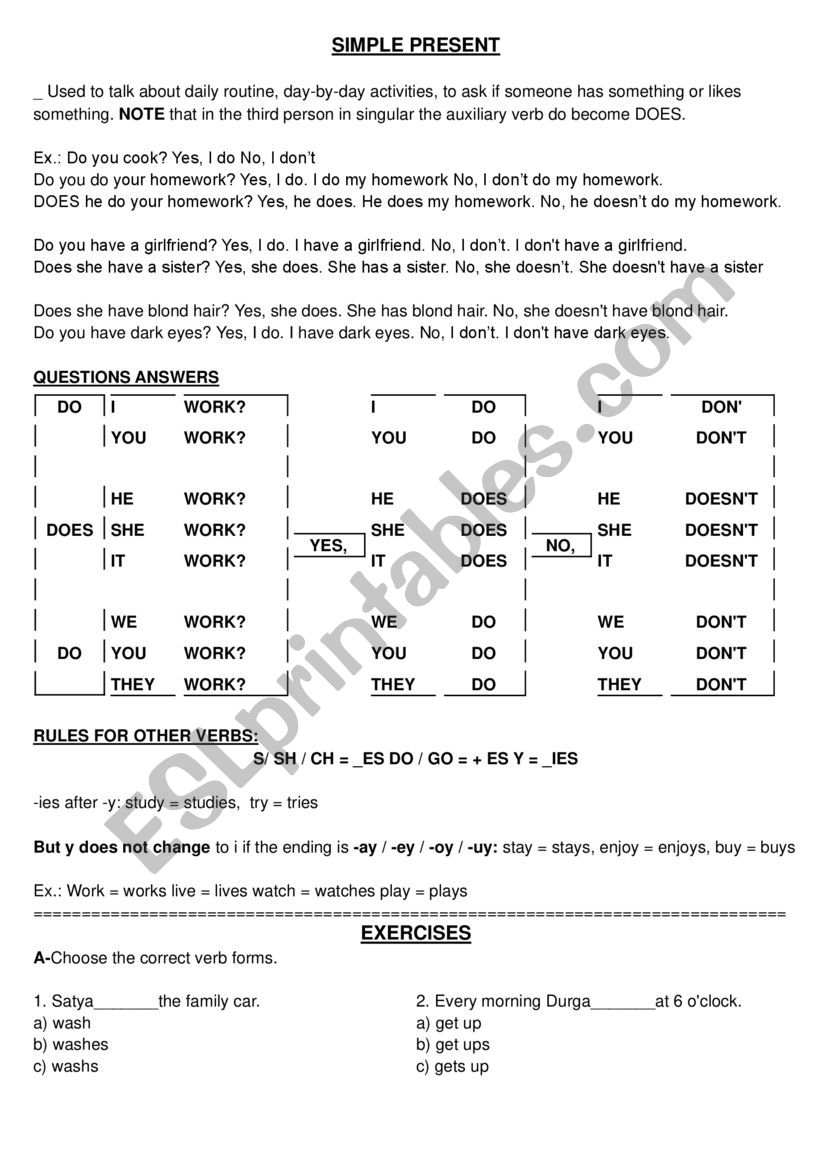 Simple Present worksheet