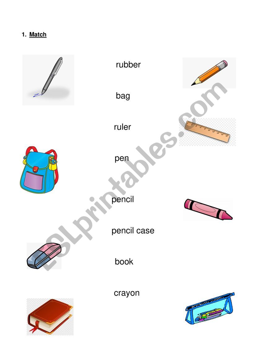 School objects worksheet