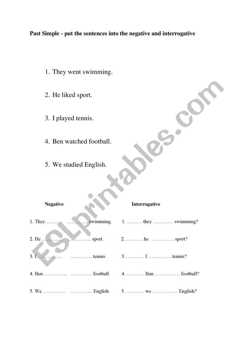 Twinkl Past Tense Worksheet