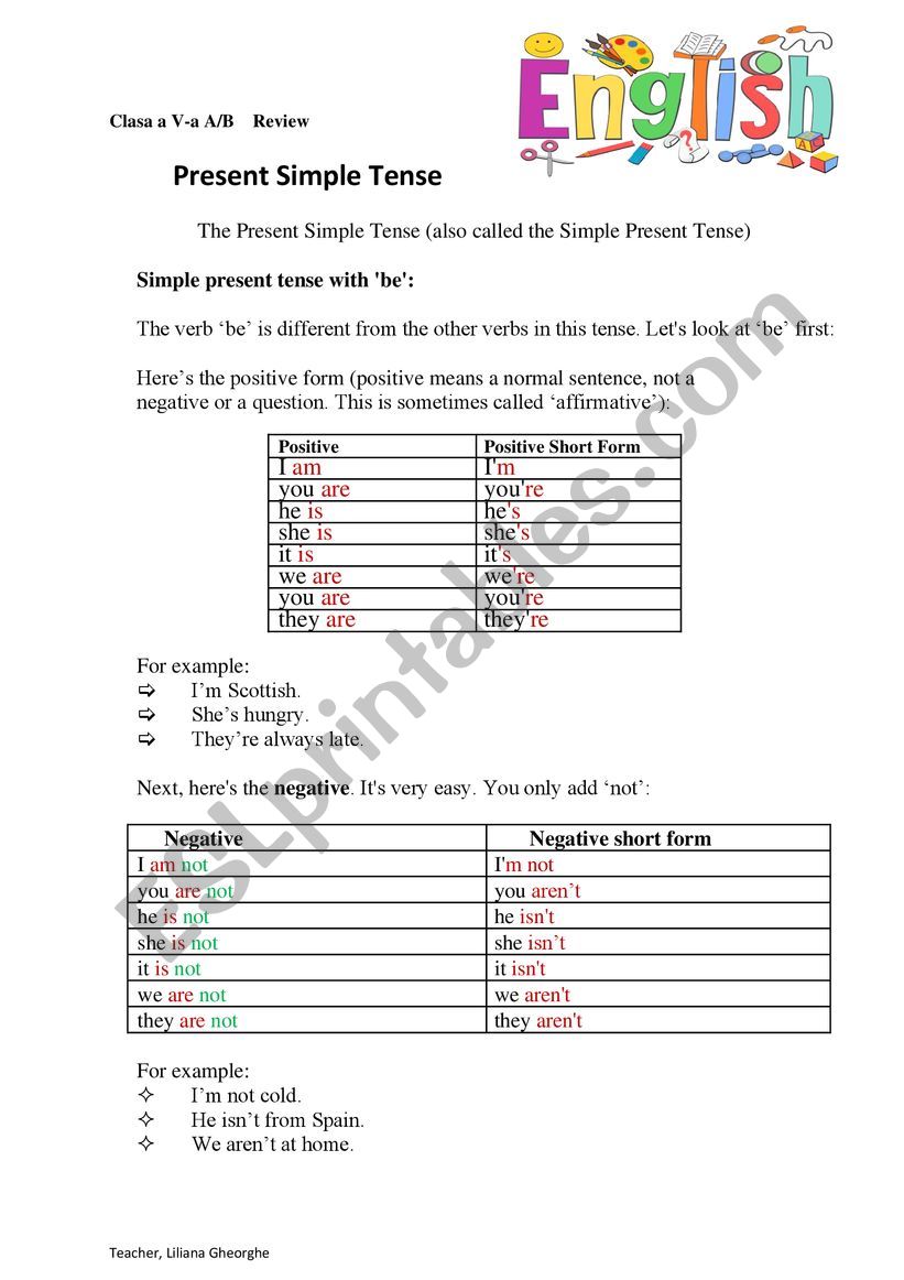 Present Simple Review worksheet