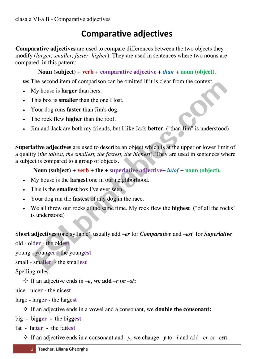 Comparative Adjectives worksheet