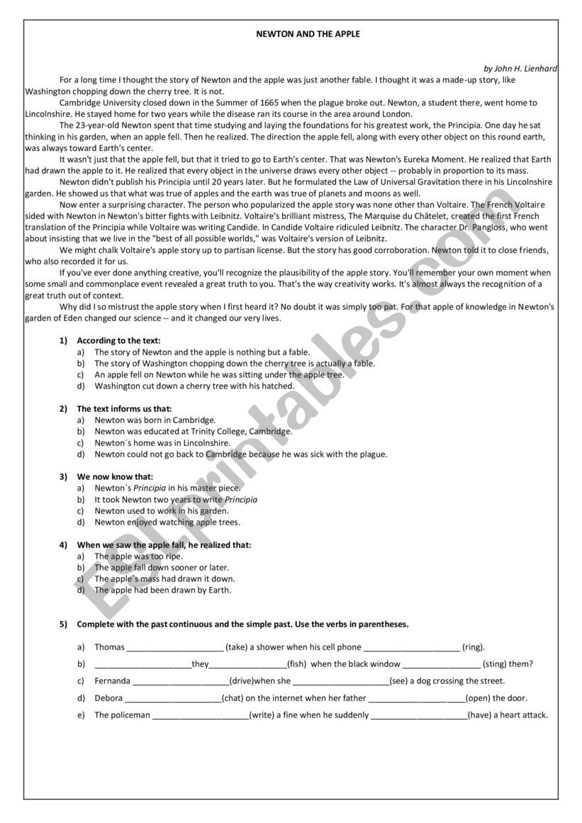 Review Grammar Focus: Quantifiers, perfect tenses and text comprehension.