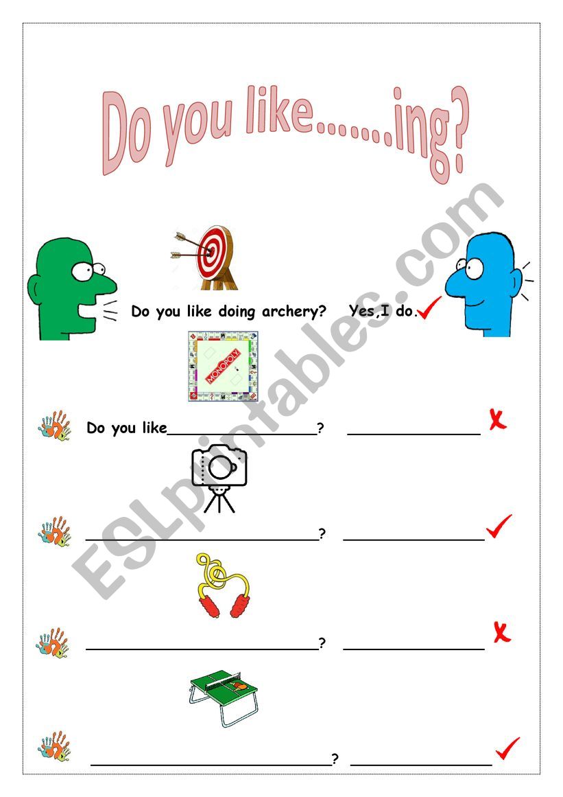 DO YOU LIKE....ING worksheet