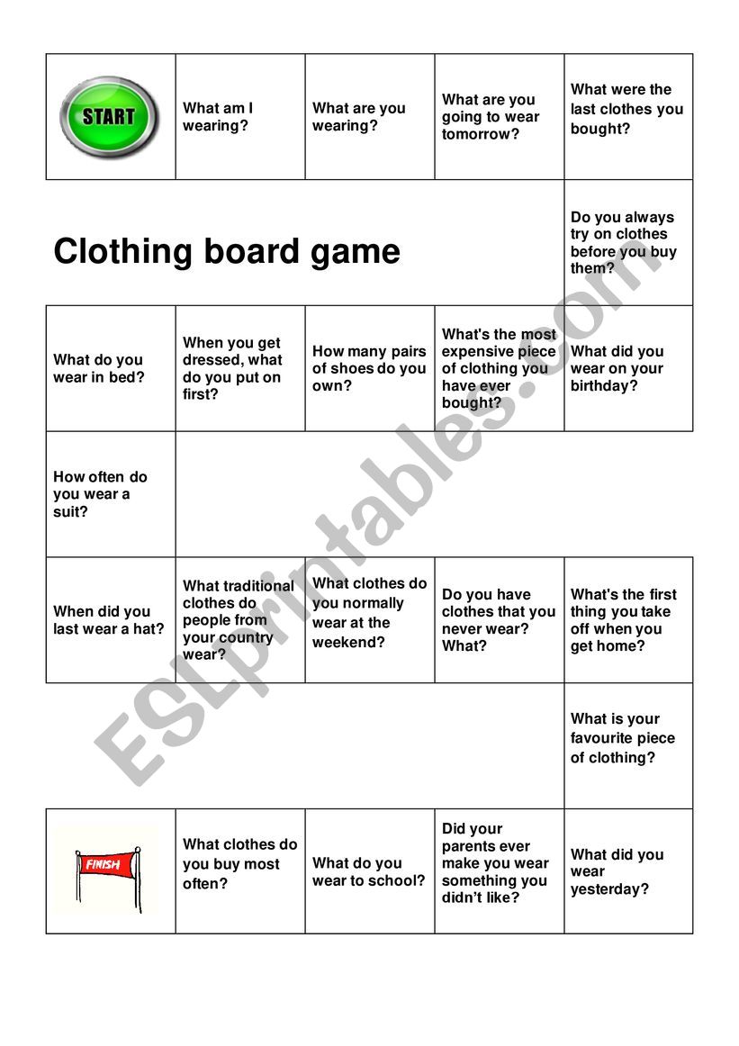 Clothes worksheet