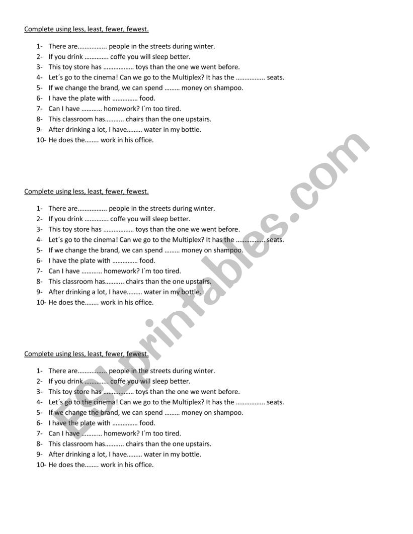 Comparative Superlative Less Least Worksheet English Vrogue co