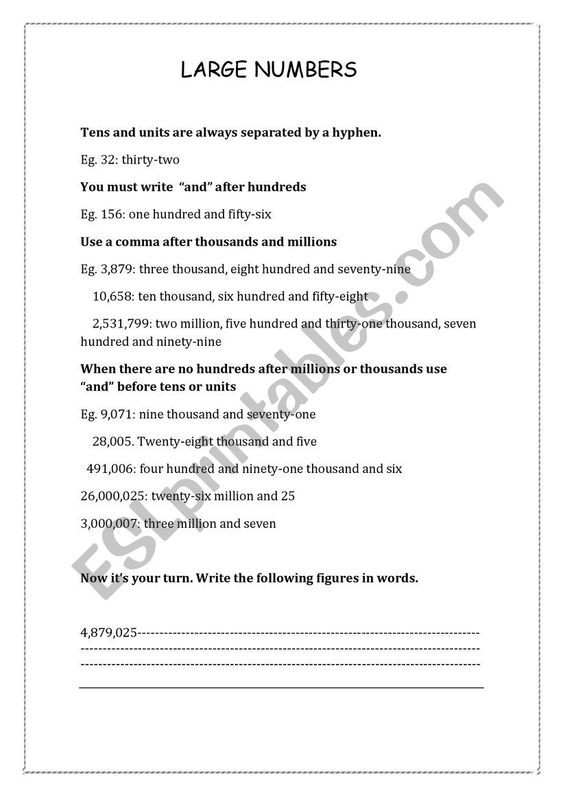 How to say large numbers in English