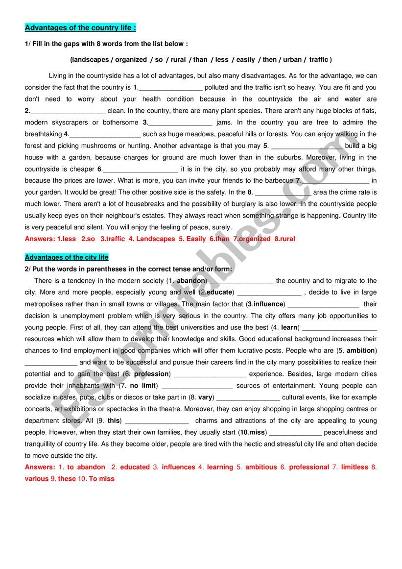 Bac Language activities worksheet