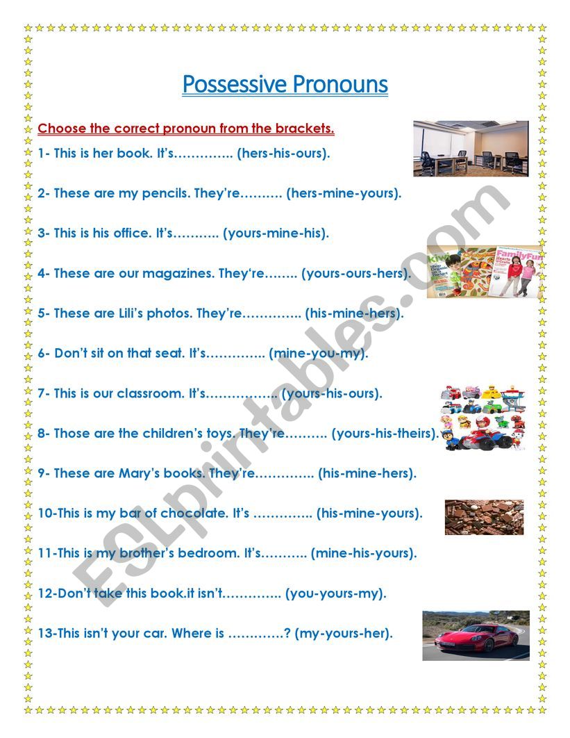 Possessive pronouns worksheet