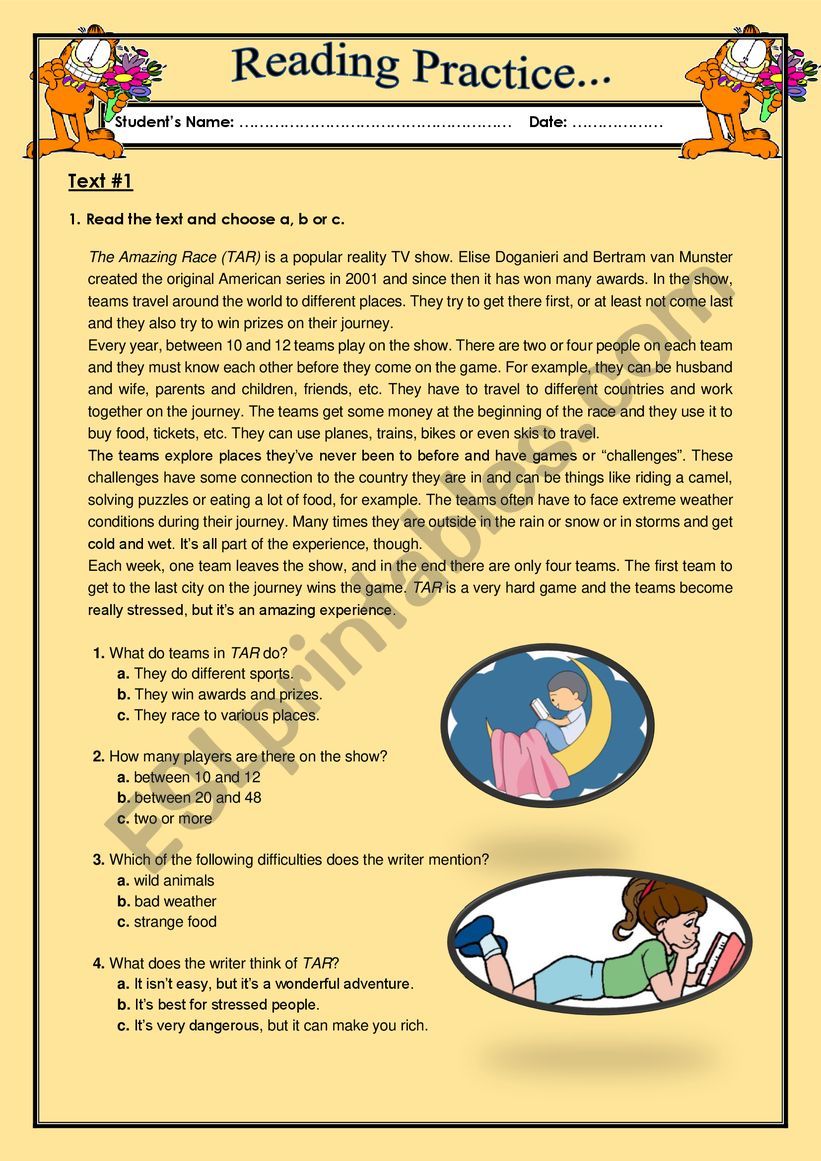 READING TEST  worksheet