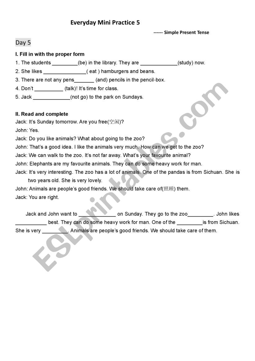 Prestent Simple Tense Everyday Practice5