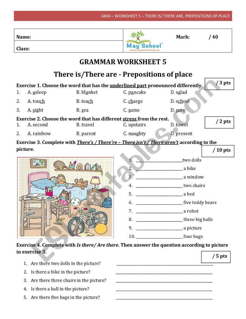 There is - There are worksheet