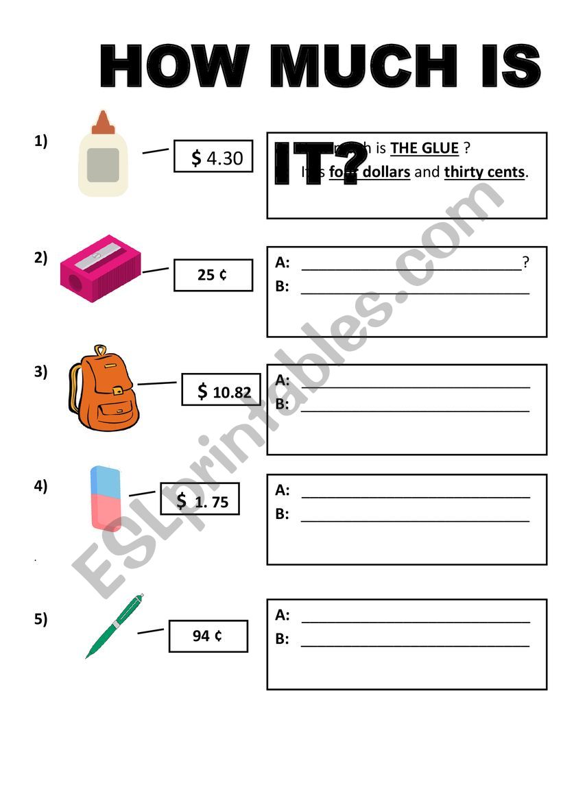 HOW MUCH IS IT? worksheet