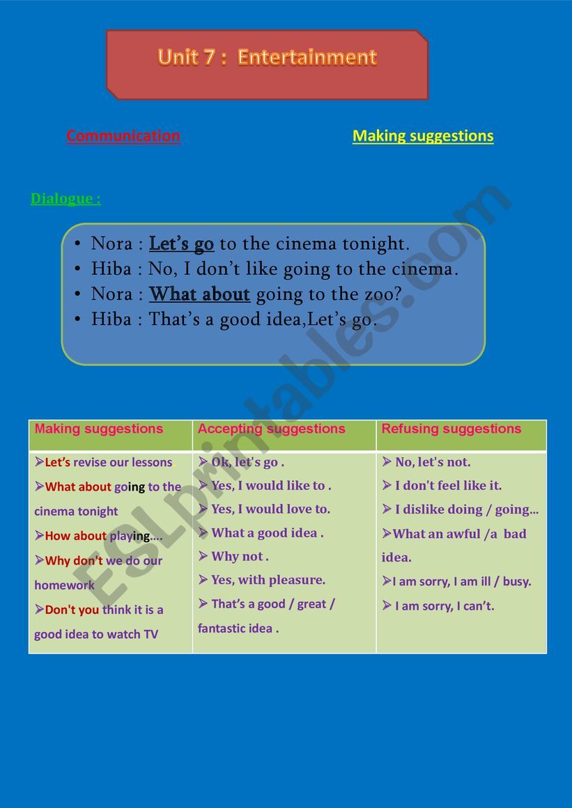 making suggestions worksheet