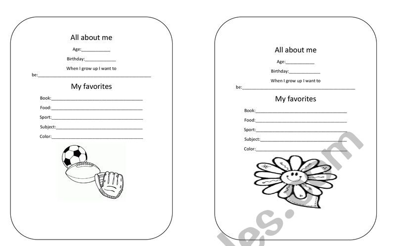 all about me  worksheet