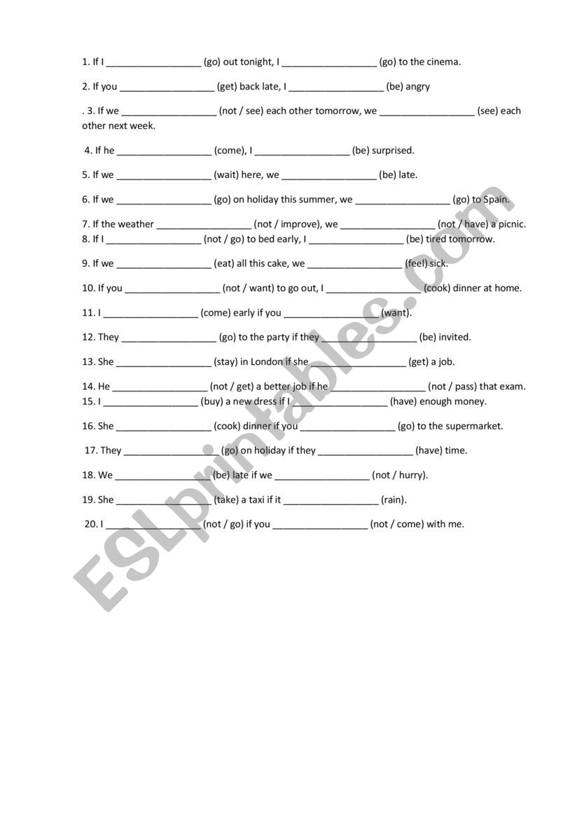 First Conditional worksheet