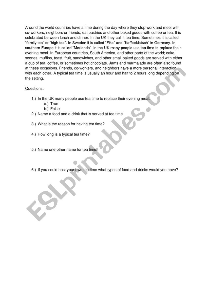 Coffee Around The World worksheet