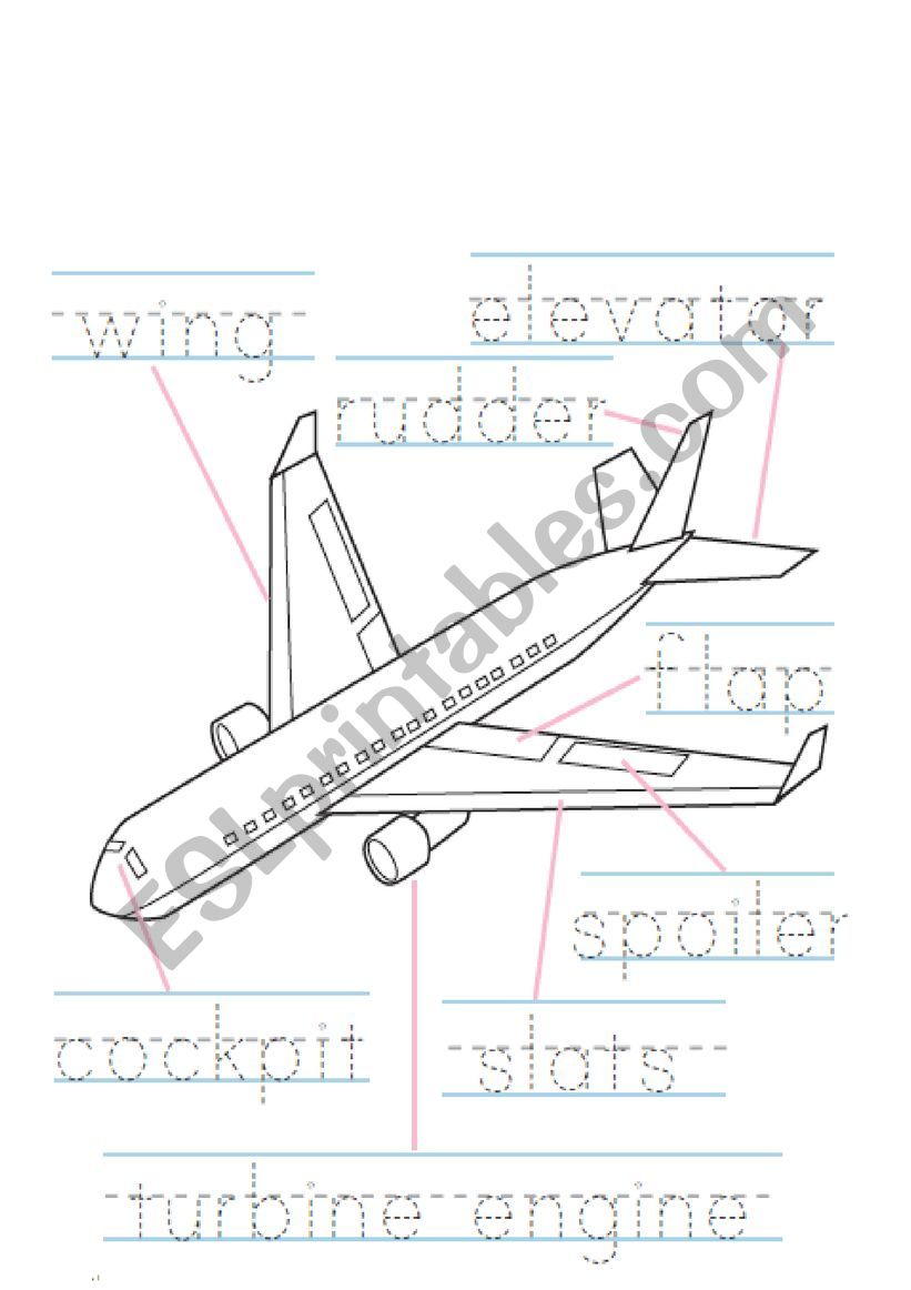 parts of the plane worksheet